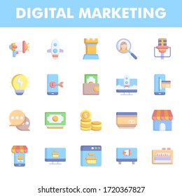 digital marketing icon pack in line and glyph style. icon pack for your web site design, logo, app, UI. Vector graphics illustration and editable stroke. EPS 10.