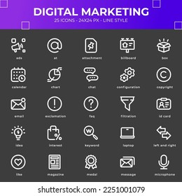 Digital Marketing Icon Pack with White Color