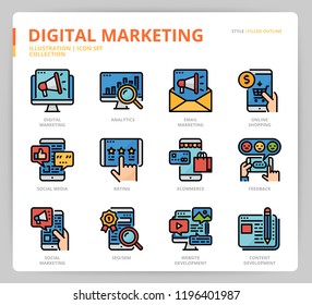 Digital marketing icon set