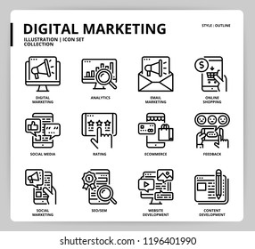 Digital marketing icon set - Shutterstock ID 1196401990