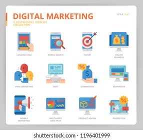 Digital marketing icon set