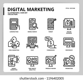 Digital marketing icon set