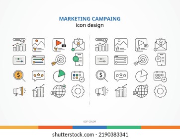 Digital Marketing icon set, ads icons