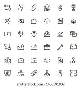 Digital marketing icon set. Collection of high quality black outline logo for web site design and mobile apps. Vector illustration on a white background