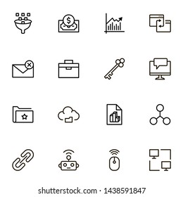 Digital marketing icon set. Collection of high quality black outline logo for web site design and mobile apps. Vector illustration on a white background