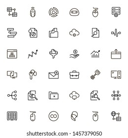 Digital marketing icon set. Collection of high quality black outline logo for web site design and mobile apps. Vector illustration on a white background