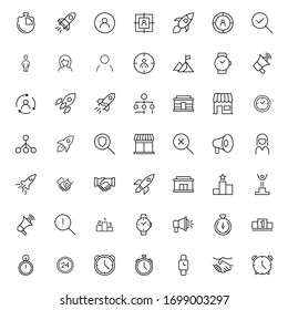 Digital marketing icon set. Collection of high quality outline web pictograms in modern flat style. Black Digital marketing symbol for web design and mobile app on white background. Line logo EPS10