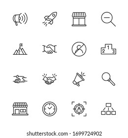 Digital marketing icon set. Collection of high quality outline web pictograms in modern flat style. Black Digital marketing symbol for web design and mobile app on white background. Line logo EPS10
