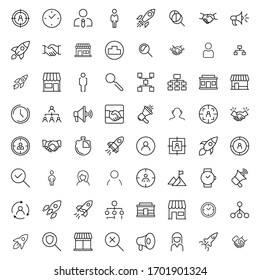 Digital marketing icon set. Collection of high quality outline web pictograms in modern flat style. Black Digital marketing symbol for web design and mobile app on white background. Line logo EPS10