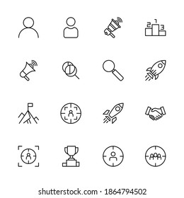 Conjunto de iconos de marketing digital. Colección de pictogramas web de alto nivel en estilo plano moderno. Símbolo de marketing digital negro para diseño web y aplicación móvil sobre fondo blanco. Logo de línea EPS10