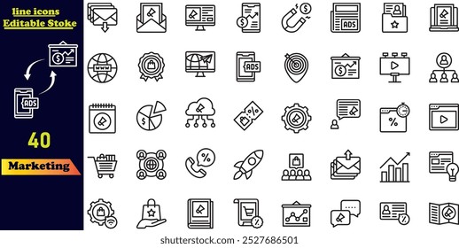 Digital marketing icon set. Containing seo, content, website, social media icons .