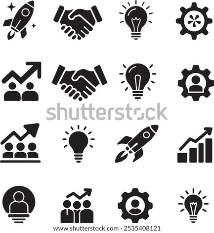 Digital marketing icon set. Containing seo, content, website, social media, sales and online advertising. Solid vector symbol collection.Marketing and Sales Icons