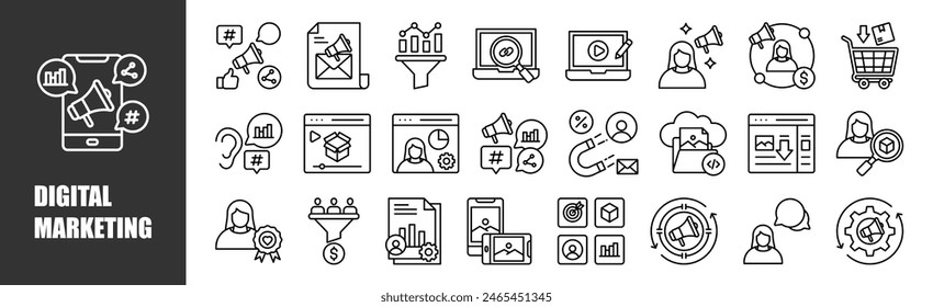 Digitales Marketing-Icon-Set für Design-Elemente