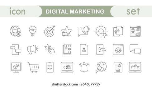 Digital Marketing Icon Set Linear