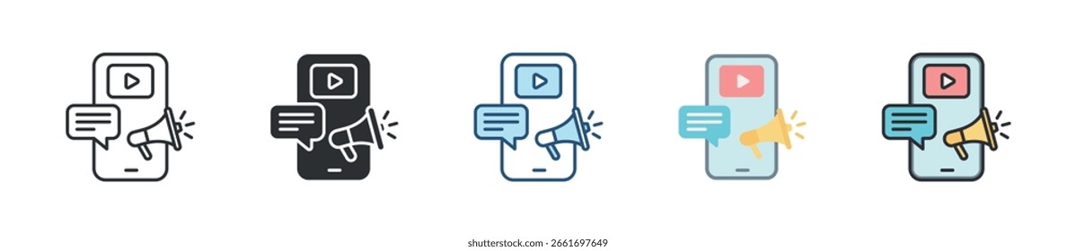 Conjunto de iconos de marketing digital Colección de estilos múltiples