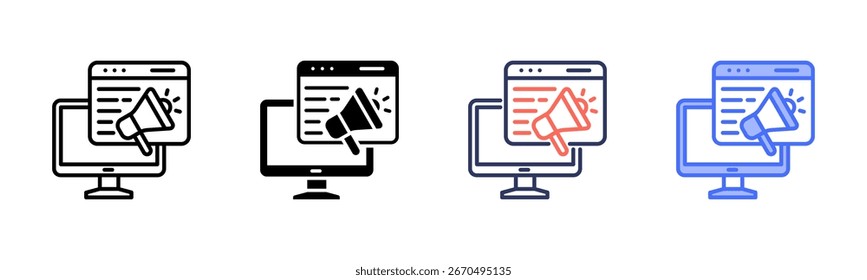 ícone Marketing Digital definir coleção de vários estilos