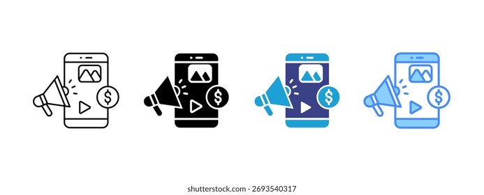 Digitales Marketing, Symbolsatz für mehrere Stilkollektionen