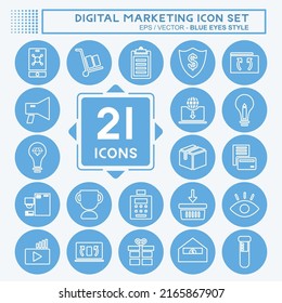 Digital Marketing Icon Set. suitable for Web Interface symbol. blue eyes style. simple design editable. design template vector