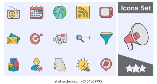 Digital marketing icon set symbol collection, logo isolated vector illustration