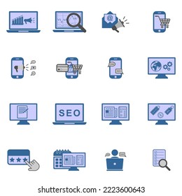 digital marketing icon set, digital marketing vector set flat design sign symbol