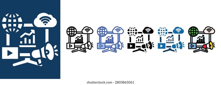 Digital Marketing icon sets collection multiple styles

