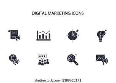 Digital marketing icon set.vector.Editable stroke.linear style sign for use web design,logo.Symbol illustration.