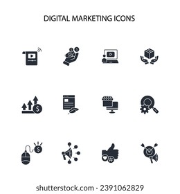 Icono de marketing digital set.vector.Acto editable.Signo de estilo lineal para usar diseño web,logo.Ilustración de símbolo.