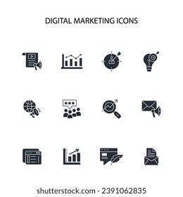 Digital marketing icon set.vector.Editable stroke.linear style sign for use web design,logo.Symbol illustration.