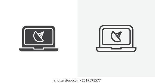Symbol für digitales Marketing. geschlossen gefüllt und Strich dünne Linie Stil eps 10