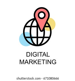 Digital marketing icon and sphere with nevigation on white background  illustration design.vector