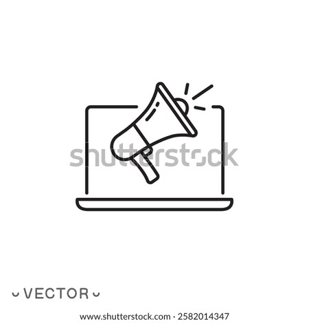 digital marketing icon, thin line symbol concept isolated on white background, editable stroke eps 10 vector illustration