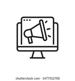 Digital marketing icon vector. Advertising symbol. Linear style sign for mobile concept and web design. Marketing symbol illustration. Pixel vector graphics - Vector.