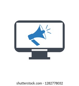 Digital marketing icon vector - Blue