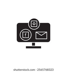 Digital marketing icon Vector flat thin line illustration