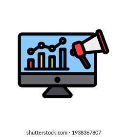 Icono de Marketing Digital en el estilo de línea rellena sobre marketing y crecimiento para cualquier proyecto, uso para presentación de aplicaciones móviles en sitios web