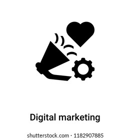 Digital marketing icon vector isolated on white background, logo concept of Digital marketing sign on transparent background, filled black symbol