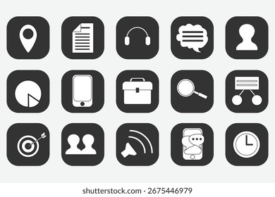 Iconos de marketing digital bloquean el Vector