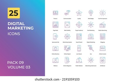 Digital Marketing icons collection. Set contains such Icons as online marketing, marketing, and more