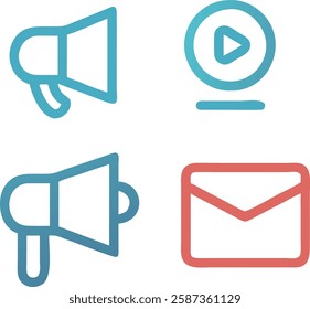 Digital marketing icons in a minimalistic style.  Vector illustration with a white background