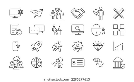 Digital marketing icons set. Content, search, marketing, ecommerce, seo, electronic devices, internet, analysis, social and more line icon.
