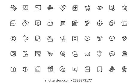 Digital marketing icons set. Content, search, marketing, e-commerce, seo, electronic devices, internet, analysis.Outline icon
