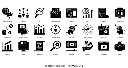 Digital marketing icons set. Set of editable stroke icons.Set of Digital marketing