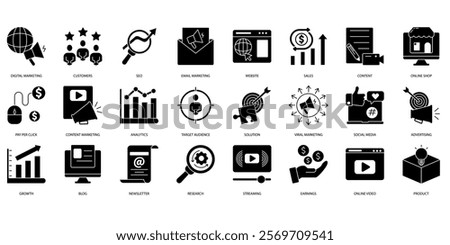 Digital marketing icons set. Set of editable stroke icons.Set of Digital marketing