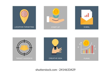 Digital marketing icons set flat design