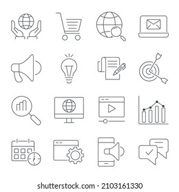 Digital Marketing  icons set . Digital Marketing  pack symbol vector elements for infographic web