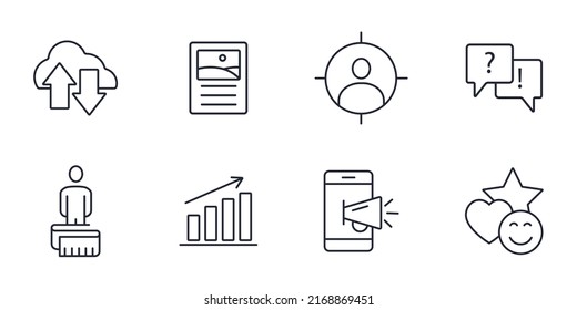 Digital marketing icons set . Digital marketing pack symbol vector elements for infographic web