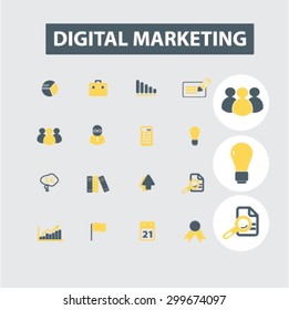 digital marketing icons set, vector