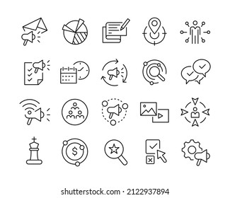 Iconos de marketing digital - Iconos de línea de vectores. Stroke editable. Gráfico vectorial