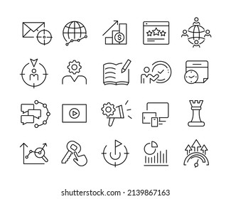 Iconos de marketing digital - Línea de vectores. Stroke editable. 