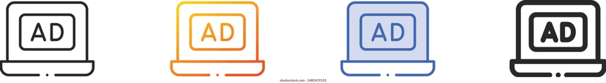 digital marketing icon.Thin Linear, Gradient, Blue Stroke and bold Style Design Isolated On White Background